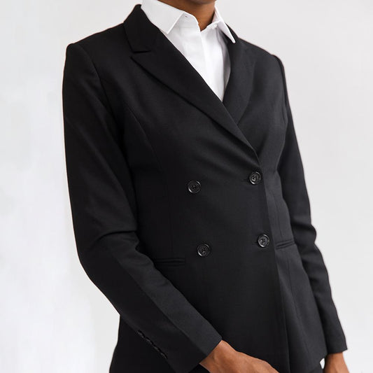 Black Double-Breasted Wool Blazer
