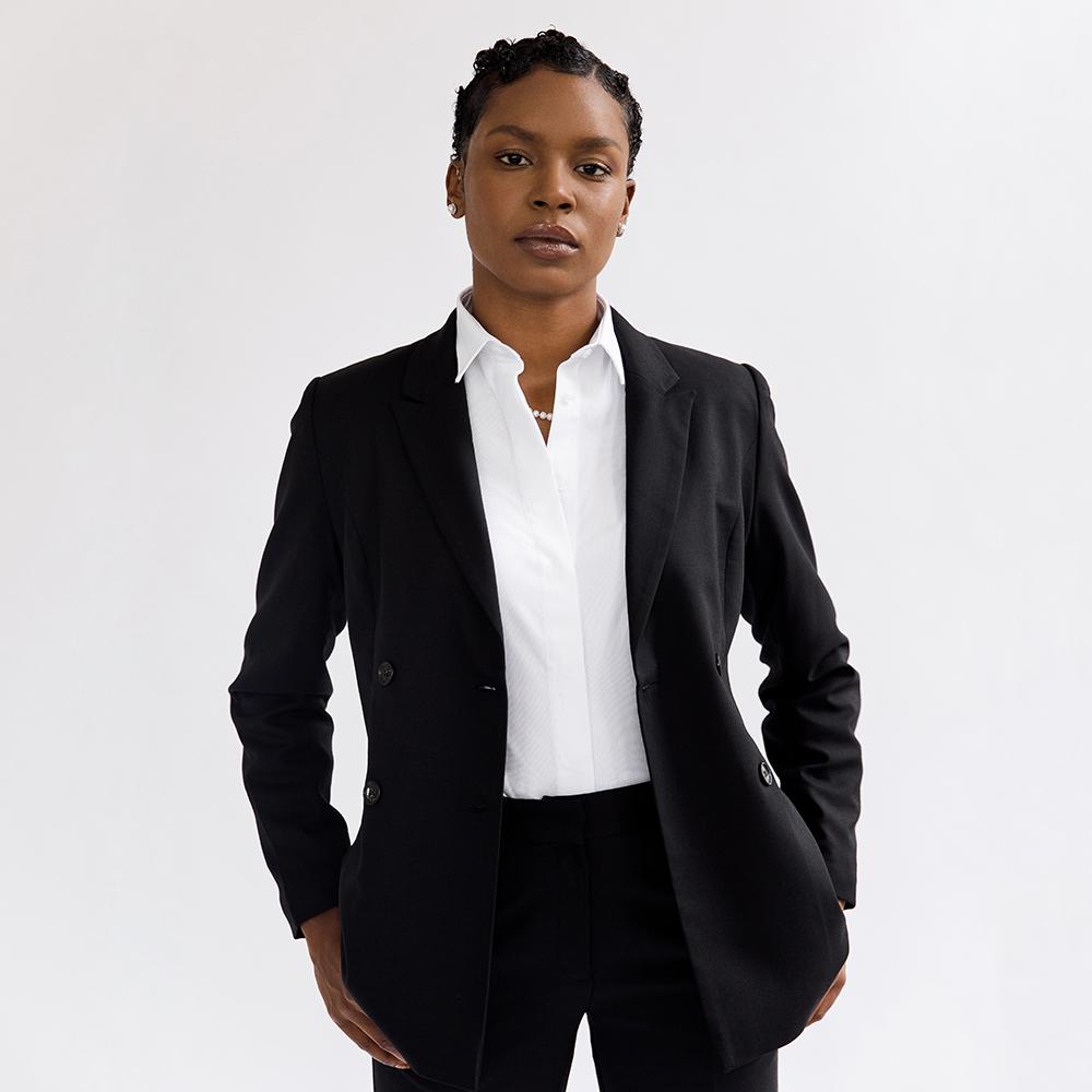 Black Double-Breasted Wool Blazer