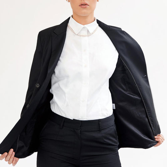 Black Wool Blend Double-Breasted Blazer