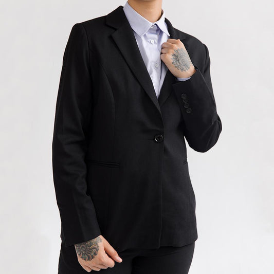 Black Wool Blend Tailored Blazer