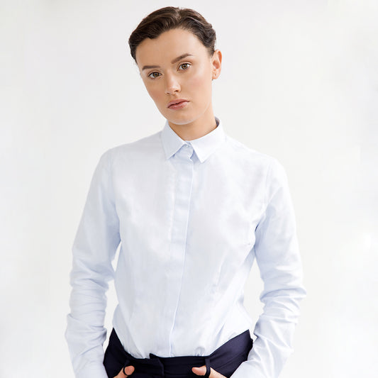 Blue Oxford Shirt with Hidden Buttons