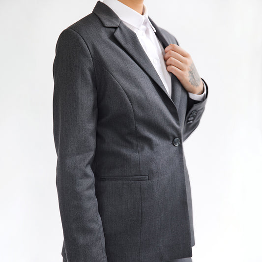 Grey Wool Tailored Blazer