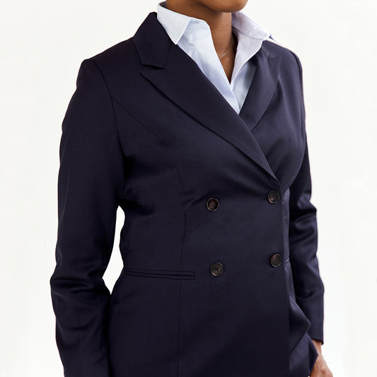 Navy Double-Breasted Wool Blazer