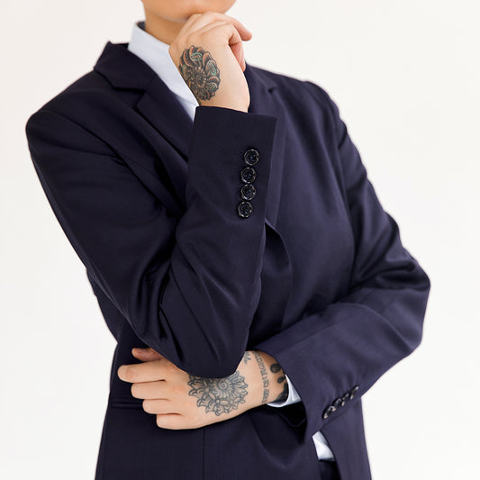 Navy Wool Tailored Blazer