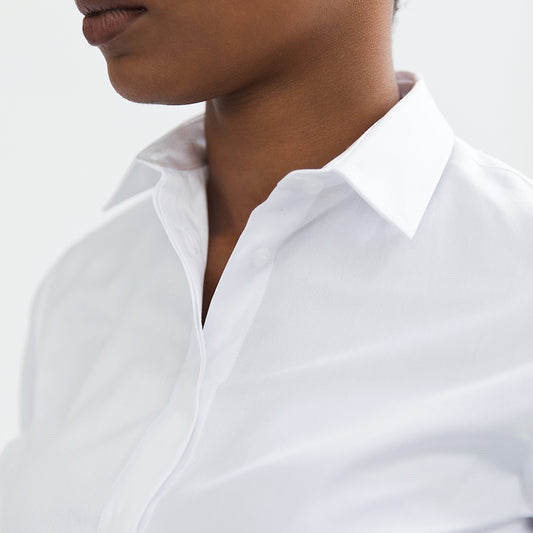 White Fitted Shirt with Hidden Buttons