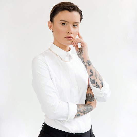 White Oxford Shirt with Hidden Buttons