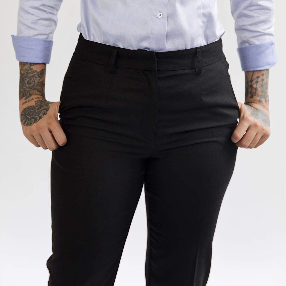 Modal Blend High-Waist Pants in Black