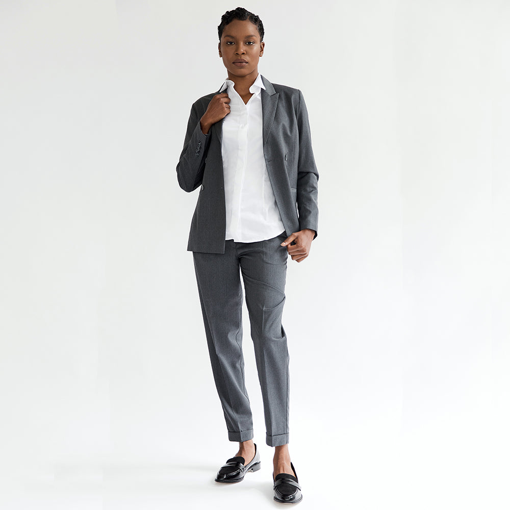 Grey Double-Breasted Wool Blazer