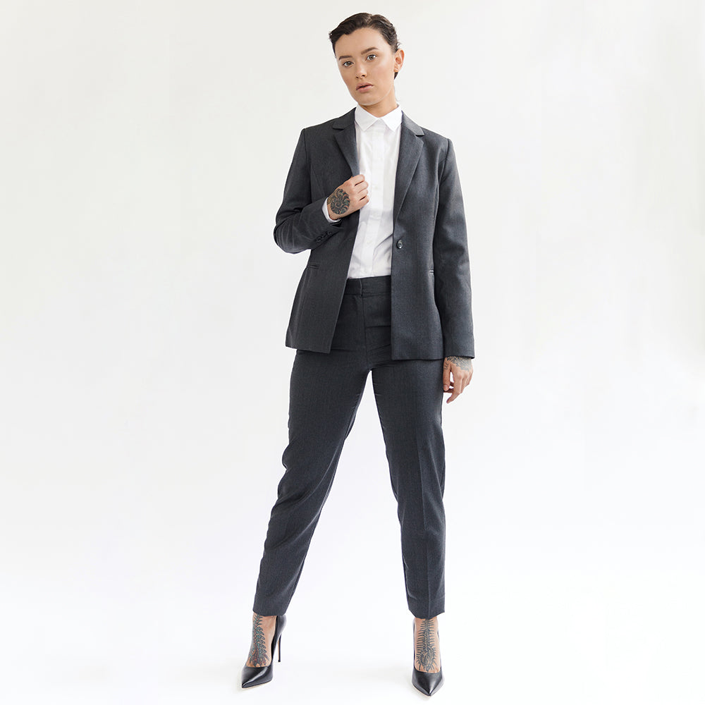Grey Wool Tailored Blazer