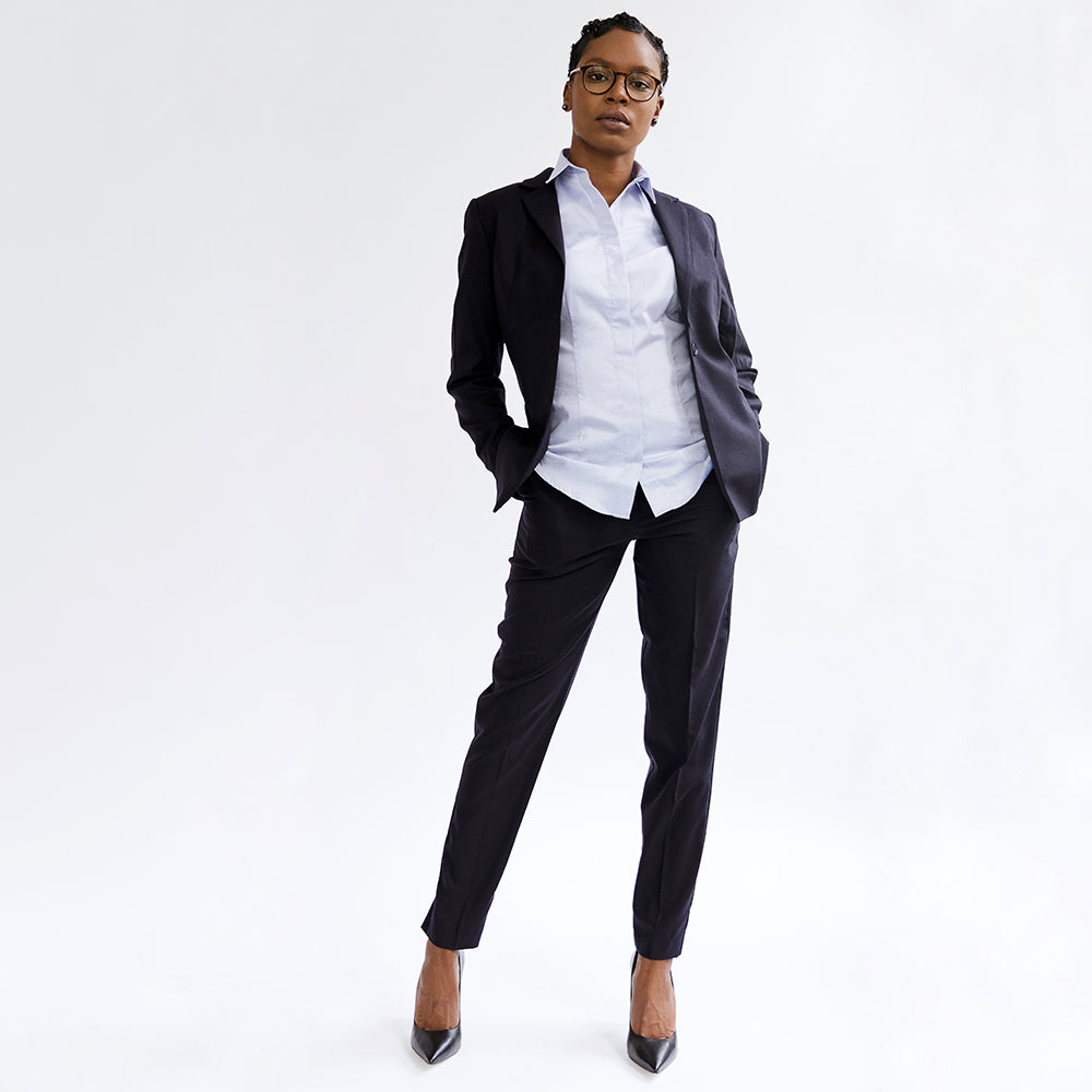 Navy Wool Blend Tailored Blazer