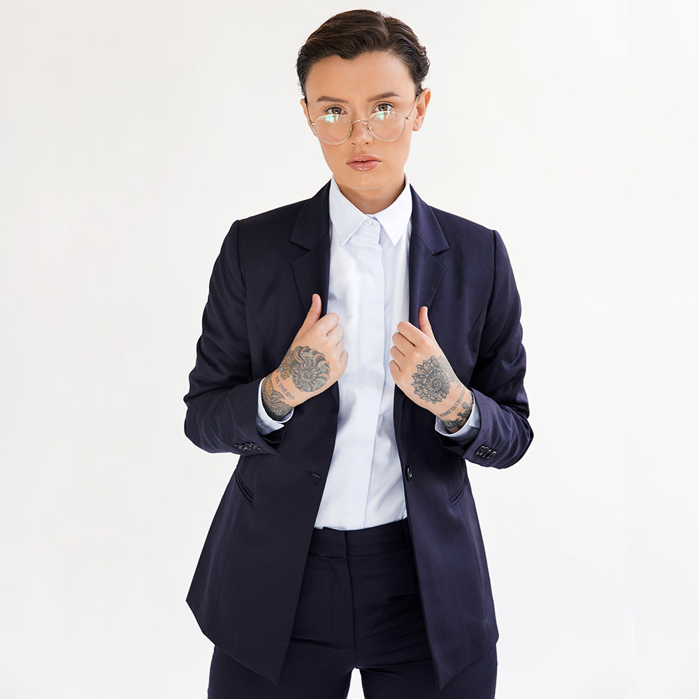 Navy Wool Tailored Blazer