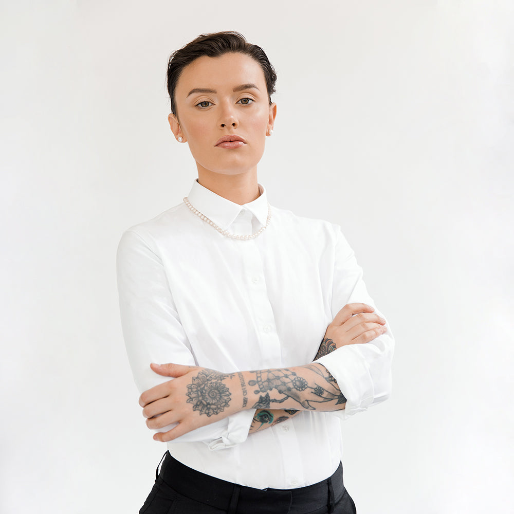 White Oxford Shirt with Hidden Buttons