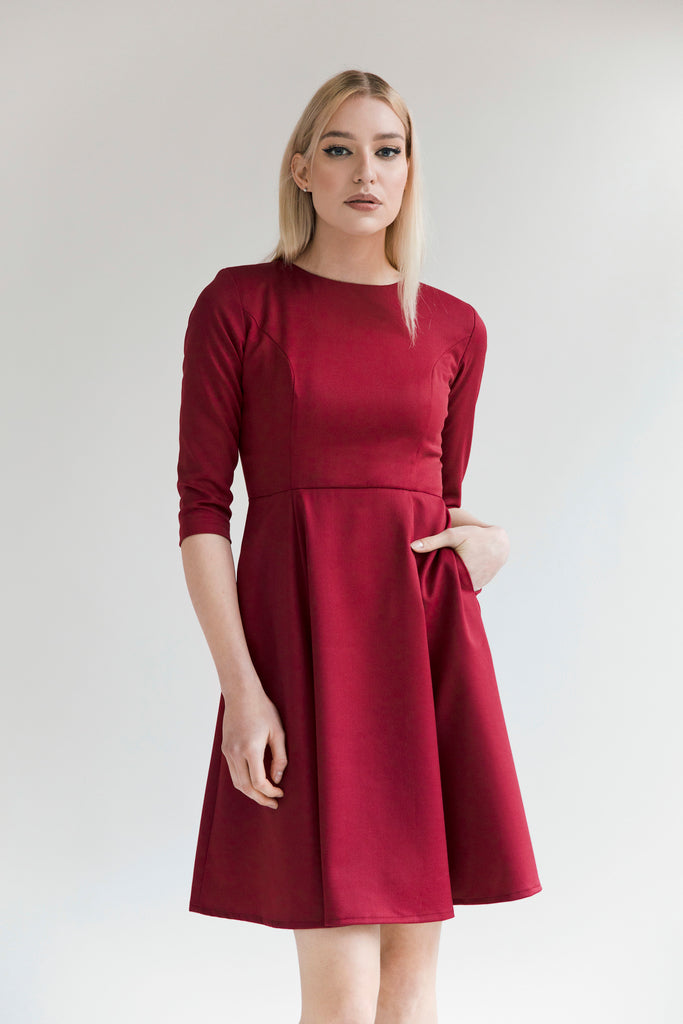 burgundy skater dress – Reinas Siempre PT-Skirt Long mesh sleeves with Brown Sequin Lace Dress Size:20 LONG