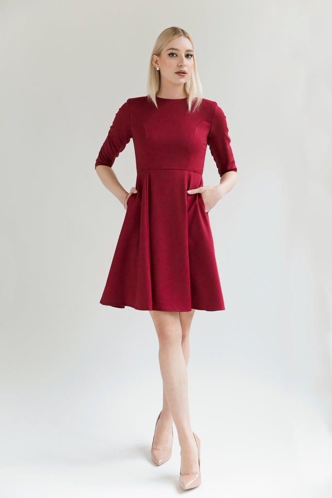 Burgundy Skater Dress